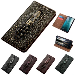 Retro 3D Crocodile Head Case For Huaewi Honor X9B X8B X7B Genuine Leather Flip Cover For Honor X9A X8A X7A X9 X8 X7 X50 GT Cases