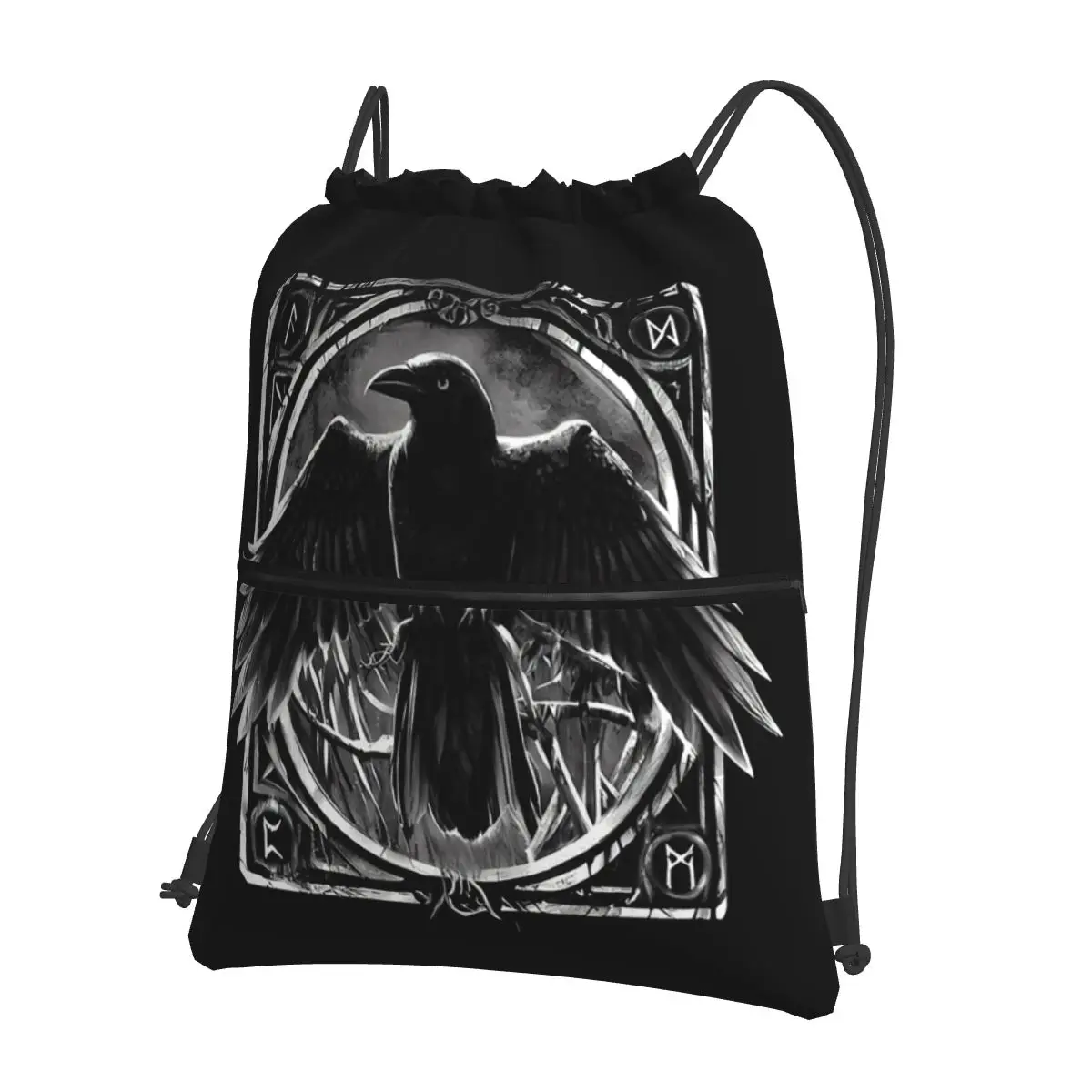 Odin's Watcher Yggdrasil Raven Backpacks Portable Drawstring Bundle Pocket Storage Bag Book Bags for Man Woman Students