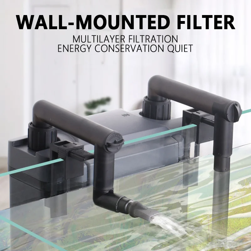 

Ultra-Quiet Aquarium Filter Quadruple Filtration Energy Saving Wall-Mounted Filter 220V Hang On Fish Tank Plug-in Filter