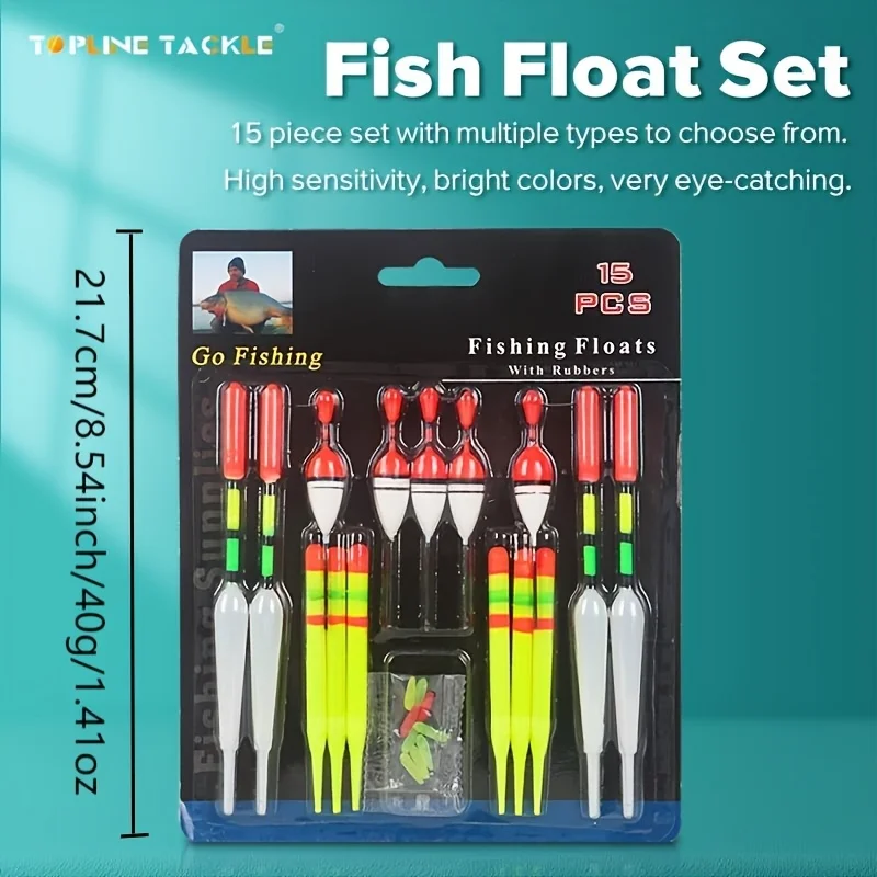 15pcs/lot Mixed Color  Fishing Float Vertical Pesca For Carp Fishing Float Fishing Tackle High quality durable fish float set