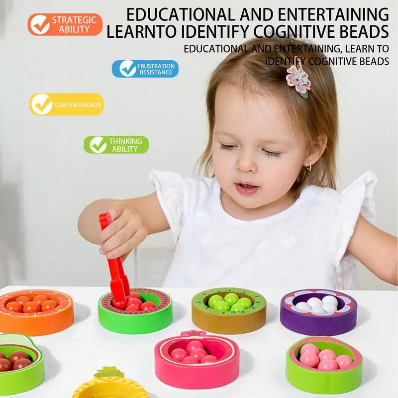 Color Classification Bowl Educational Toy Wooden Fruits Sorting Bowls Sorting Toys For Recreation Festive Gift Interaction Early