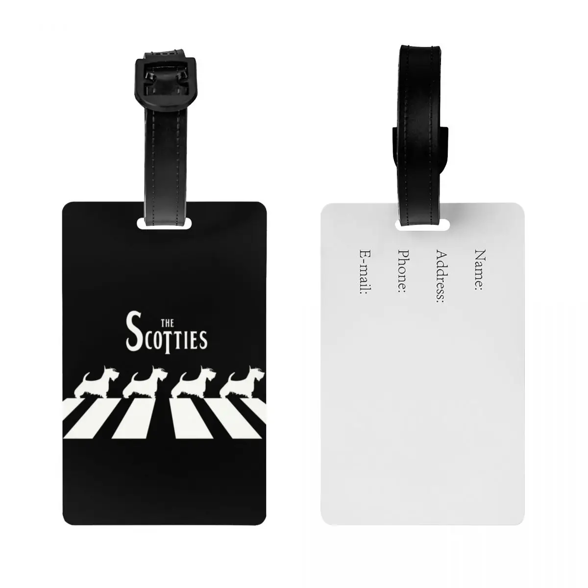 Custom The Scotties Luggage Tag Privacy Protection Scottish Terrier Dog Baggage Tags Travel Bag Labels Suitcase