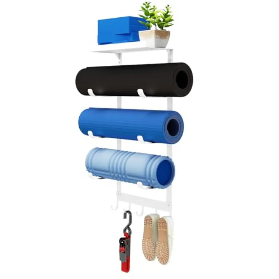 

Yoga Mat Holder Wall Mount Yoga Mats Storage Rack Home Gym Storage with Metal Floating Shelf for Storing Fitness Yoga Mat Rack