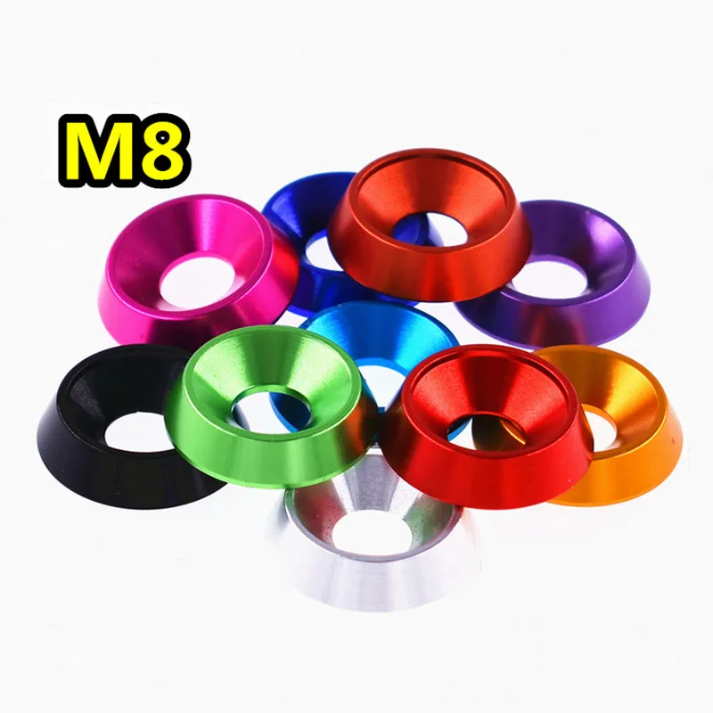 

1Pcs M8 Aluminum Colorful Countersunk Umbrella Flat Head Screw Concave Conical Decorative Groove Washer Anodized Gasket