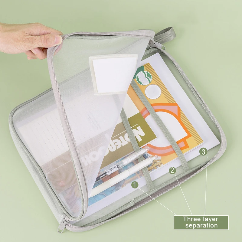 Mesh Zipper Pouch Bag Multifunctional Large Capacity Transparent File Bag Thickened Transparent Data Storage Bag