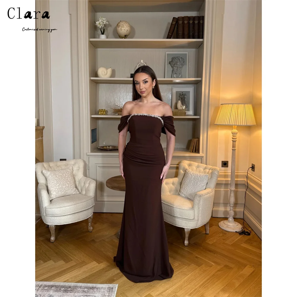 

Clara Custom Brown Rhinestone Fish Tail Exposed Back Luxury Dresses for Prom Dresses 2026 Luxury Evening Elegant Woman Dress