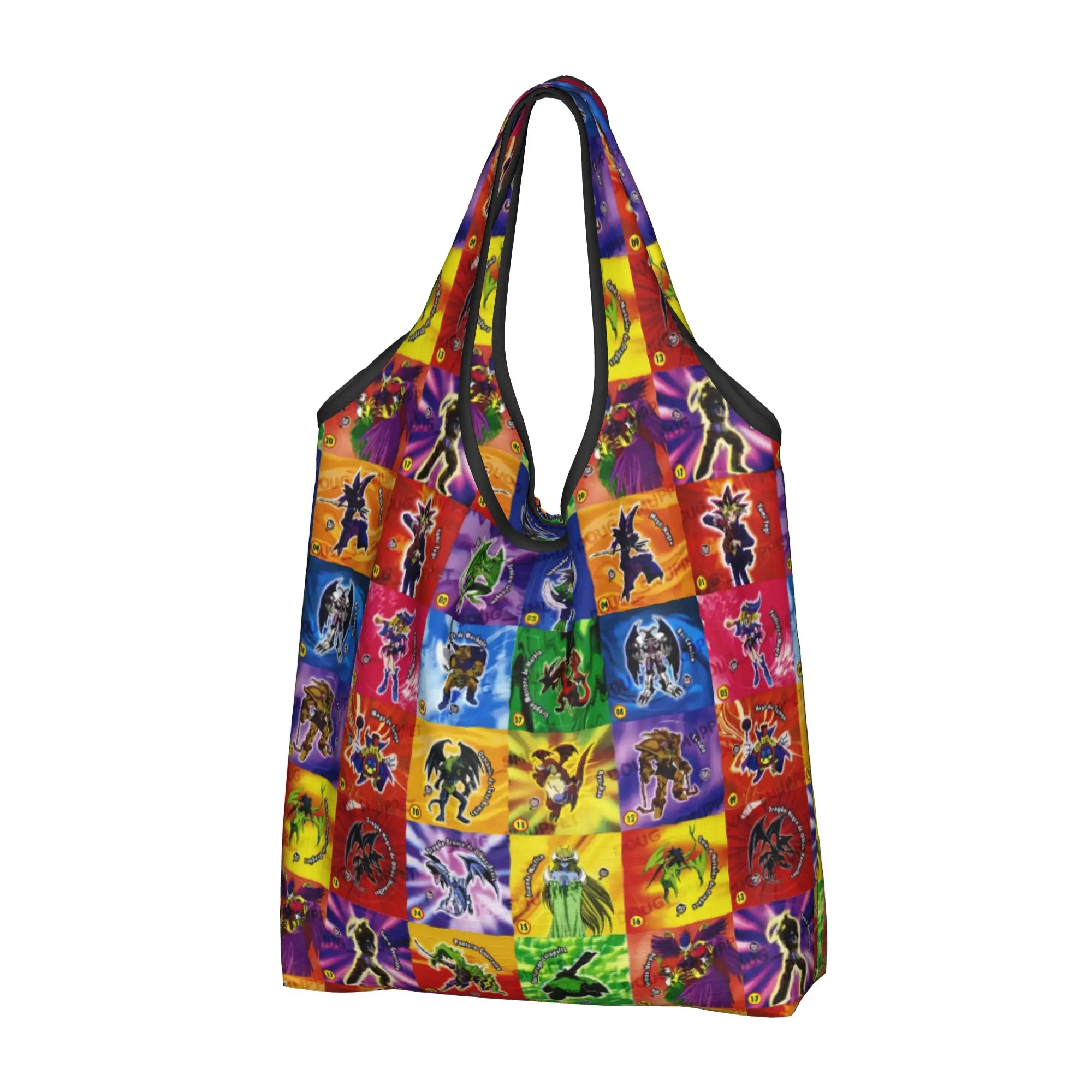 Custom Japane Anime Comic Yu Gi Oh  Shopping Bags Women Portable Big Capacity Grocery Cartoon Game  Tote Shopper Bags