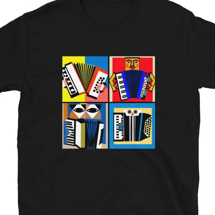 

Футболка унисекс с короткими рукавами и ярким стилем Пикассо в стиле поп-арт-аккордеон