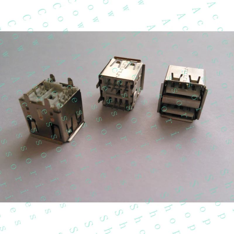 PP+ 10pcs Double USB Type A Female 8 Pin DIP PCB Socket Connector 4 pin Straight leg