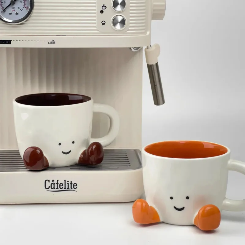 

New Hand Pinch Feet Ceramic Coffee Cup Kawaii Household High Appearance Level Water Cup Milk Mug Dormitory Home Gifts Mark Cup