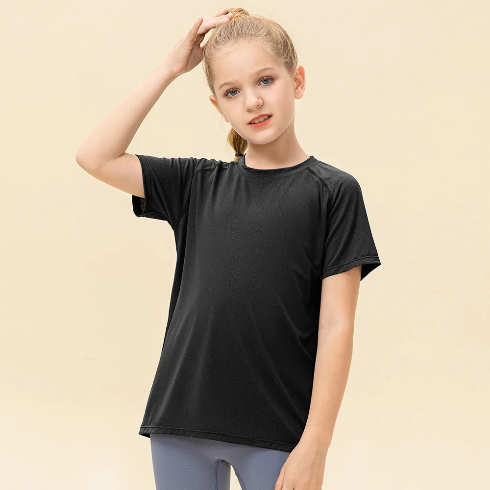 NWT Mädchen Kid Nettes Hemd Schnell Trocken Atmungsaktive Stretch Kurzarm Kinder Kleidung Kinder Yoga Sport Dance Tank Top Shirts