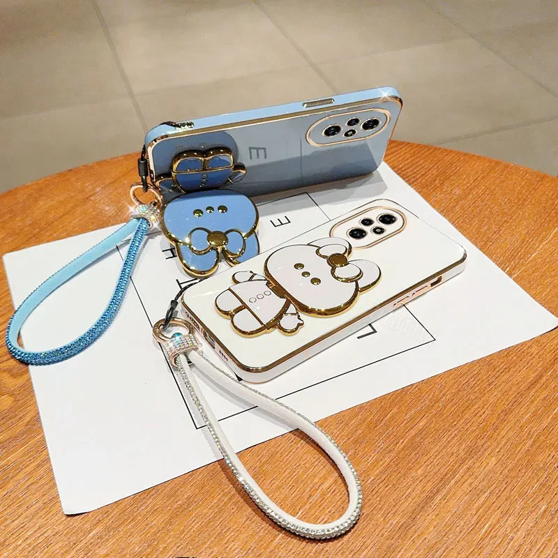 الماس حزام الحبل مرآة أرنب حامل هاتف حافظة لهاتف هواوي الشرف 9X برو 60 70 80 90 100 200 300 برو الترا Y9s