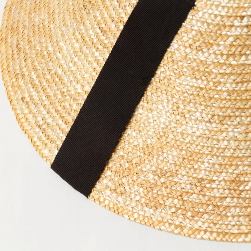 Portable Wide Brim Sun Hat Straw Weaving Traditional Cap for Kids Sunproof Summer Cone Hat with Adjustable Chin Rope