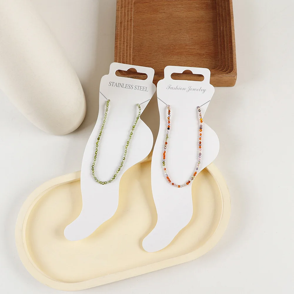 White Foot-shaped Paper Card For Anklet DIY Jewelry Making Stainless Steel Fashion Jewelry Packaging Display Holder Wholesale