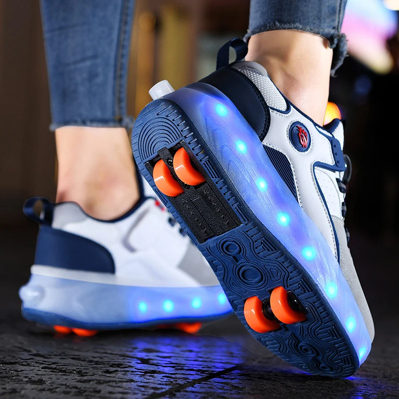 Roller Skates Kid 4 Wheels Sneaker Boy Light Boot Children Quad Skates Girl Sport Skating Shoes