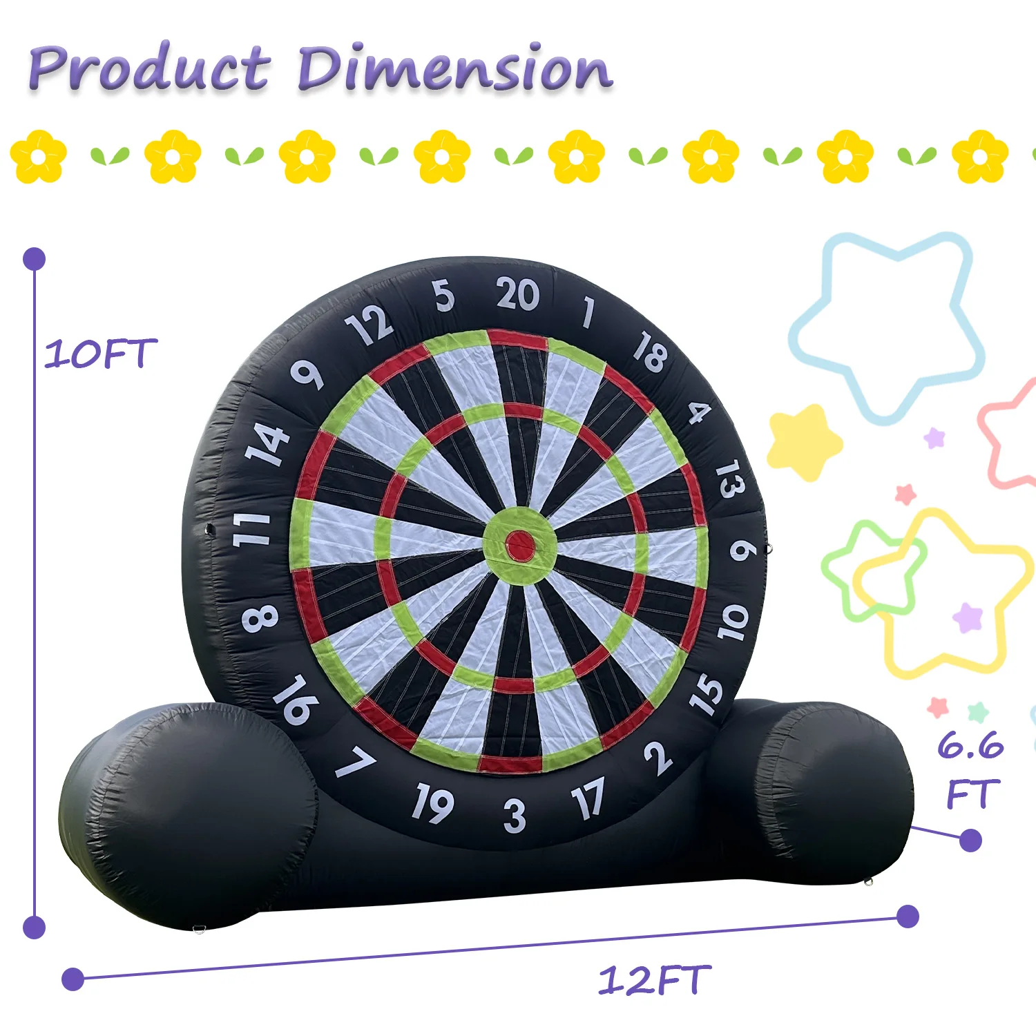 

10ft Giant Football Dart Board Inflatable Large Soccer Sport Target Game With 8 Sticky Balls Foot Kick For Adult Kids