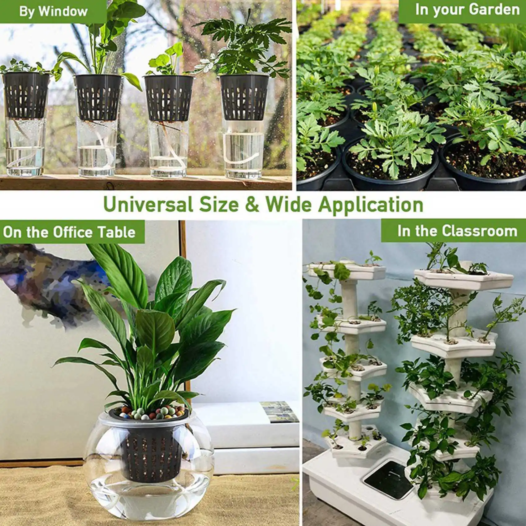 

AB33-3 Inch Net Cup Hydroponic Tank, 100Pack Hydroponic Planting Basket, Used For Hydroponics, Slotted Mesh, Black And White
