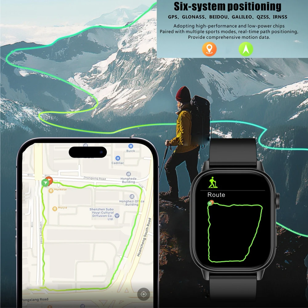 Mode hommes femmes bleu dent appel GPS boussole extérieur Smartwatch étanche fréquence cardiaque santé Assistant vocal musique montre intelligente