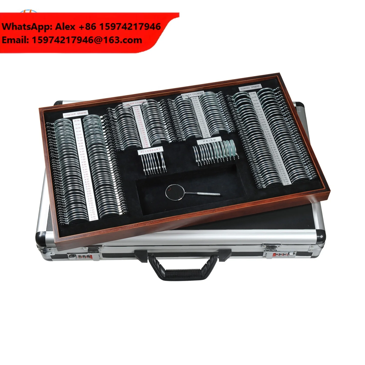 Trial Lens Set Case Optometry Equipment Optical Ophthalmic Eye Testing Box Full Aperture 36.5mm 260 Pieces