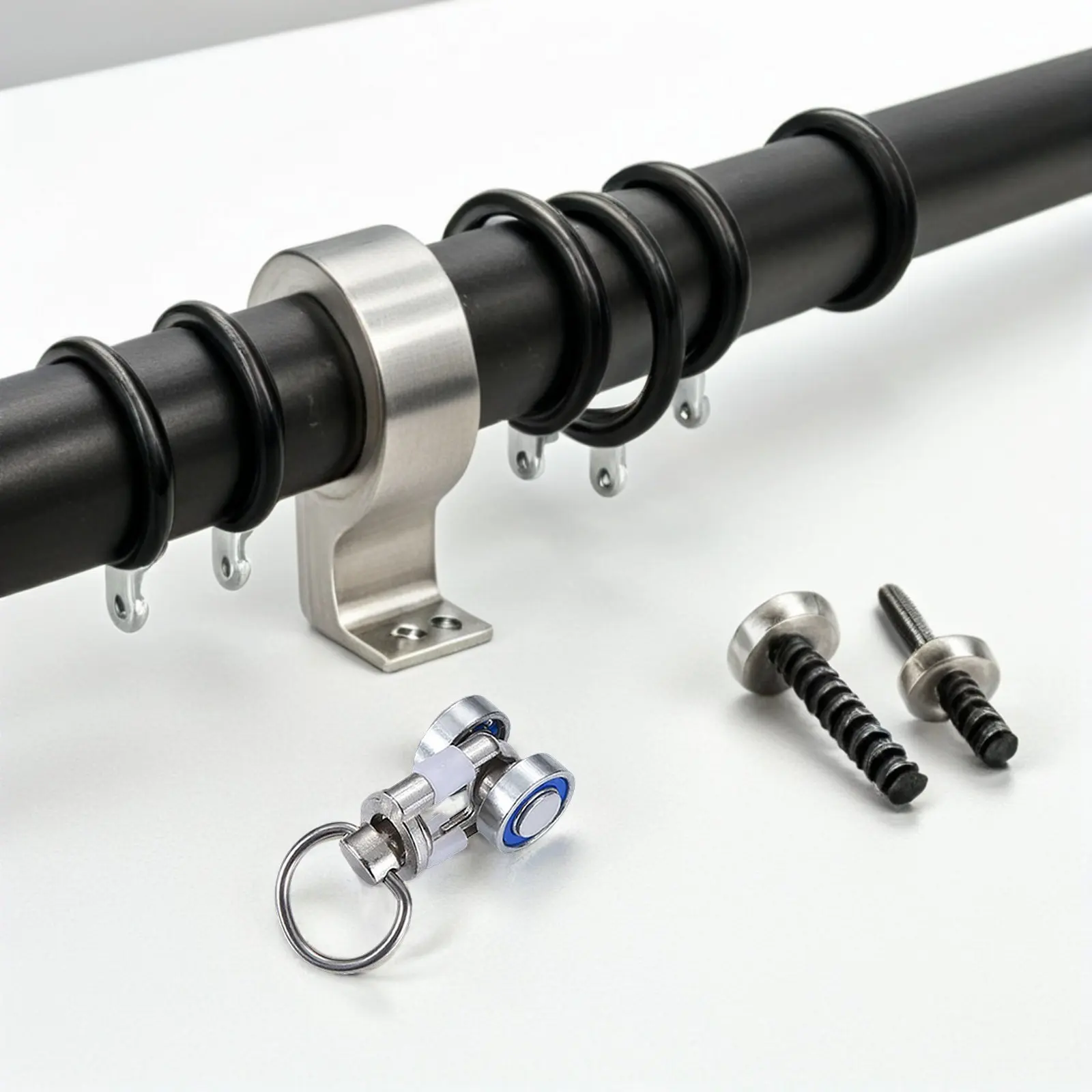 4Pcs Curtain Bearing Rollers Metal Pulley Runners Smooth Silent Operation Heavy Duty Track Accessories Ceiling Wall Mount