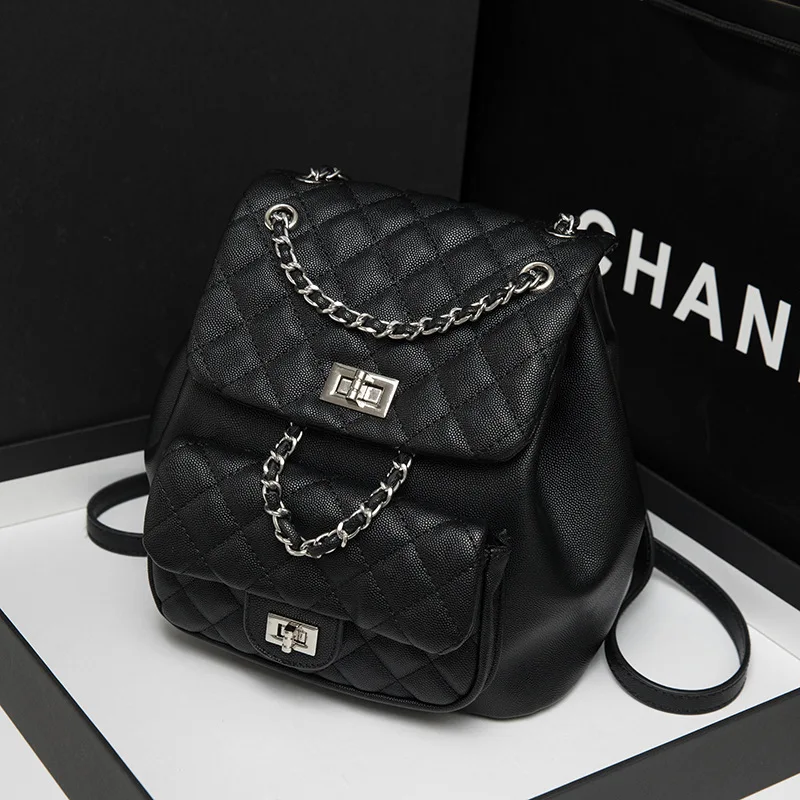 

25. новая корейская версия рюкзака с ромбом икрами, текстурированная цепочка, повседневный ветровой рюкзак через плечо