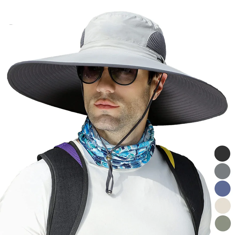 Summer Wide Brim Sun Hat Men Women Fisherman Hat Waterproof UV Protection Sun Cap Bucket Hat for Hiking Fishing Hunting Climbing