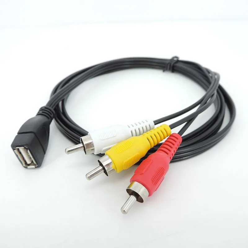 5ft 1.5m USB A Female to 3 RCA 3Rca male plug to usb AV Video power connector Cable WIRE extend converter PC TV Audio adapter C1