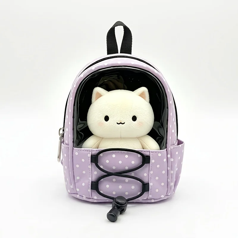 1pc 2-In-1 Polka Dot Portable for doll Bag, Wide Opening Easy Access for doll Storage Pouch, for 3.94inch Plush Figures
