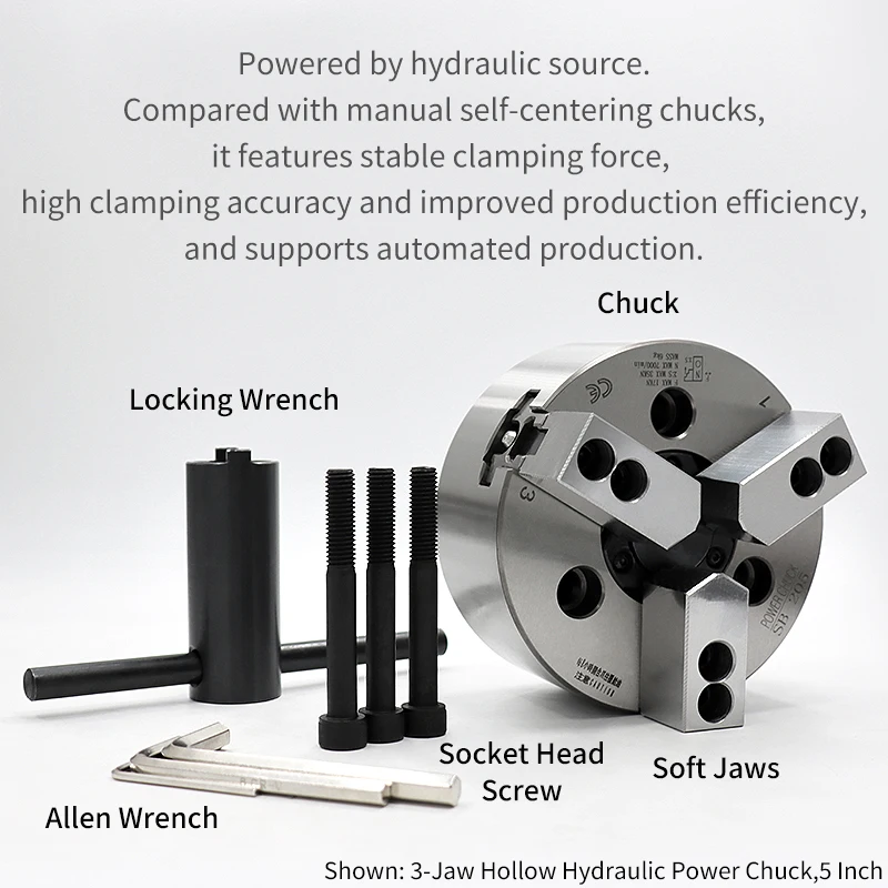 Hydraulic Power Chuck 2 Jaw 3 Jaw 4 Jaw Through Hole 6 8 10 12 Inch Hollow Hydraulic Cylinder Chuck for CNC Lathe