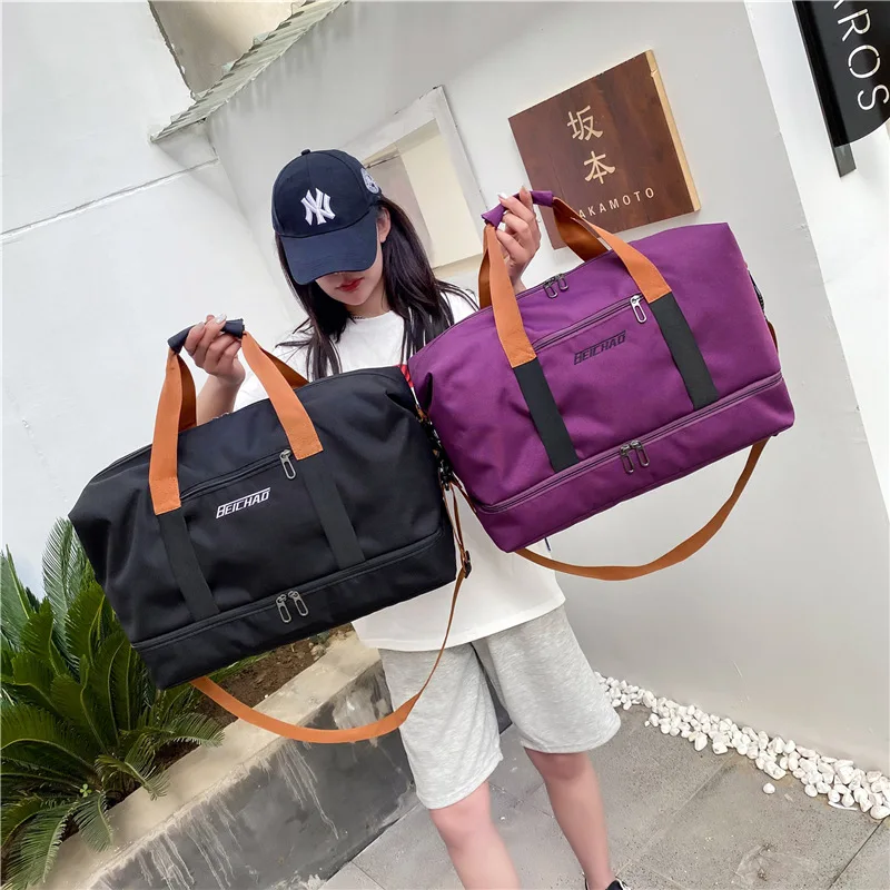 Bolsas de viaje de moda para hombres y mujeres, bolsa deportiva de gran capacidad, impermeable, fin de semana, bolso de mensajero femenino, seco y