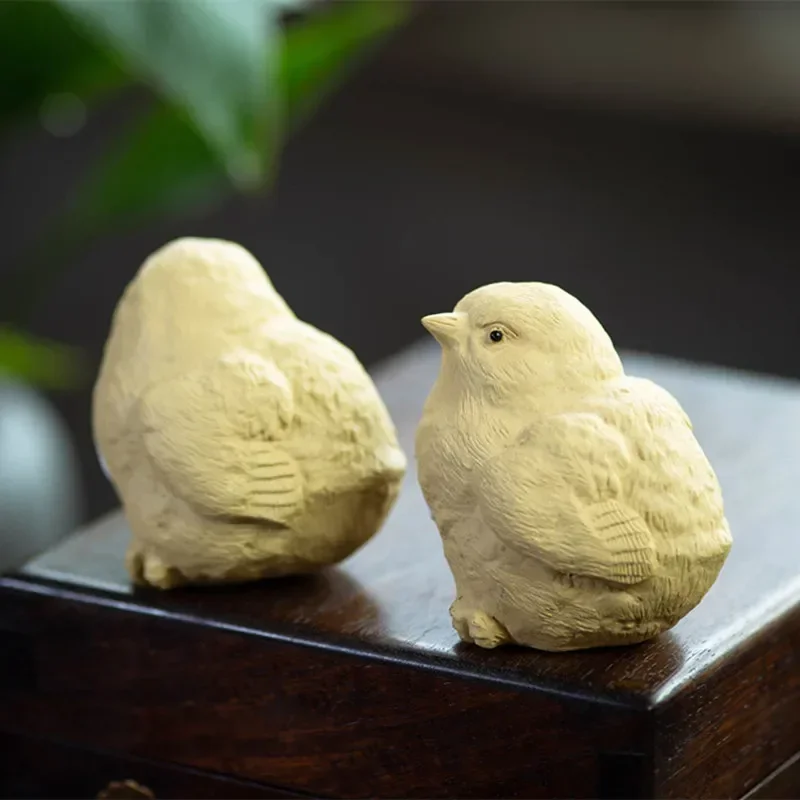 Creative Chinese Purple Clay Tea Pet Cute Chick Statue Ornaments Animal Tea Figurine Sculpture Crafts Home Tea Set Decors Gifts