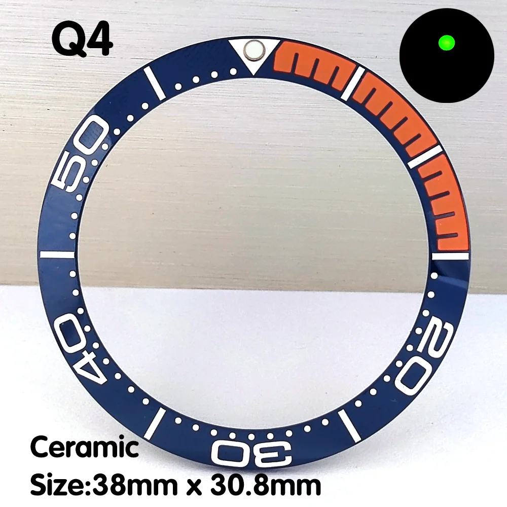 Watch Bezel 38mm Ceramic Bezel Men\'s Watch Ring Replacement Parts Fits 40mm Watch Parts High Quality Luminous Bezel