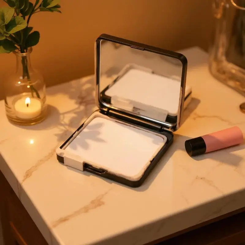 Double Sided Foldable Compact Makeup Mirror Rhinestone Covered Portable For Travel Daily Touch Ups
