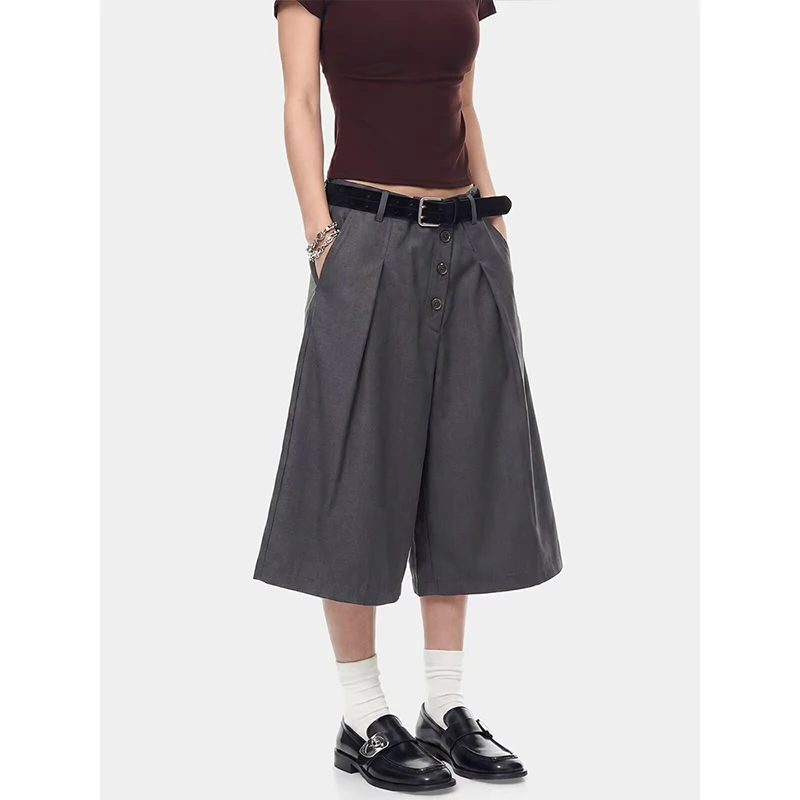 High Elastic Waist Black Button Pleated Casual Wide Leg Pants New Trousers Women Fashion Tide Spring Autumn 2026