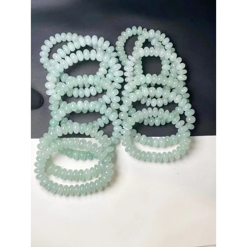 Wholesale Myanmar Natural Emerald a Ice Glutinous Jade Abacus Beads Bracelet with Certificate