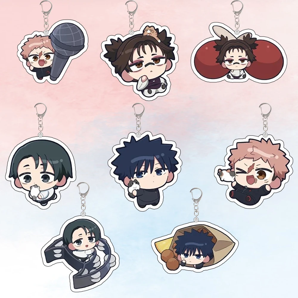 

Акриловый брелок в стиле Q-версии для рюкзака с персонажами Jujutsu Kaisen: Фушигуро Мегуми, Итадори Юдзи, Чосо, Зенин Наоя. Подарок.