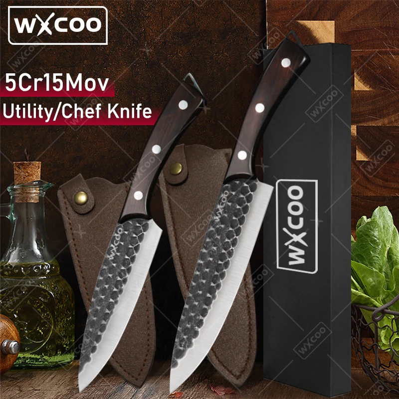 WXCOO Professional Japanese Chef Knife Kitchen Boning Knife Meat Butcher Cleaver Forged Deboning Slicing Cutter Fruits Slicer