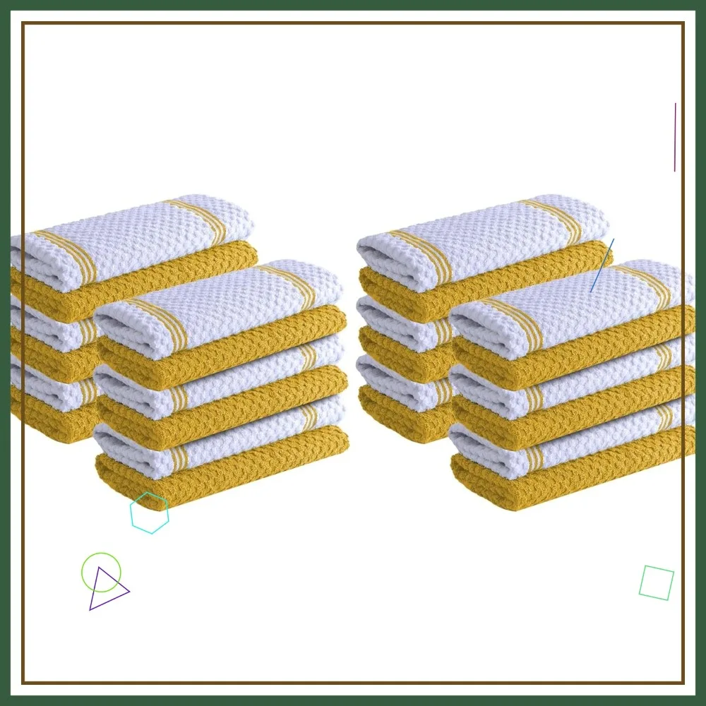 

Premium Kitchen Towels - Pack of 24, 100% Cotton, 15x25 Inches, Radiant Yellow