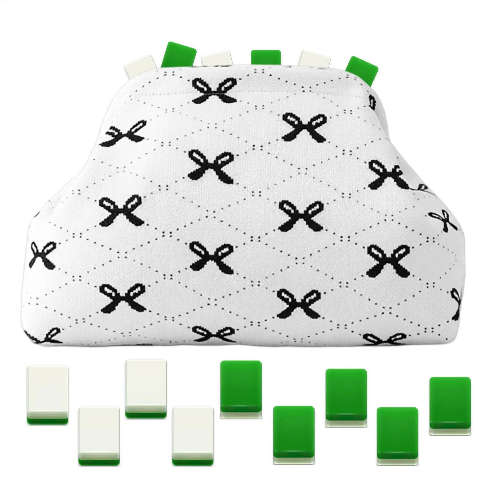 Mahjong Tile Storage Bag Aesthetic Prints Hand-woven Dice Coin Holder Case Magnetic Closure Mahjong Tile Case For Travel Home