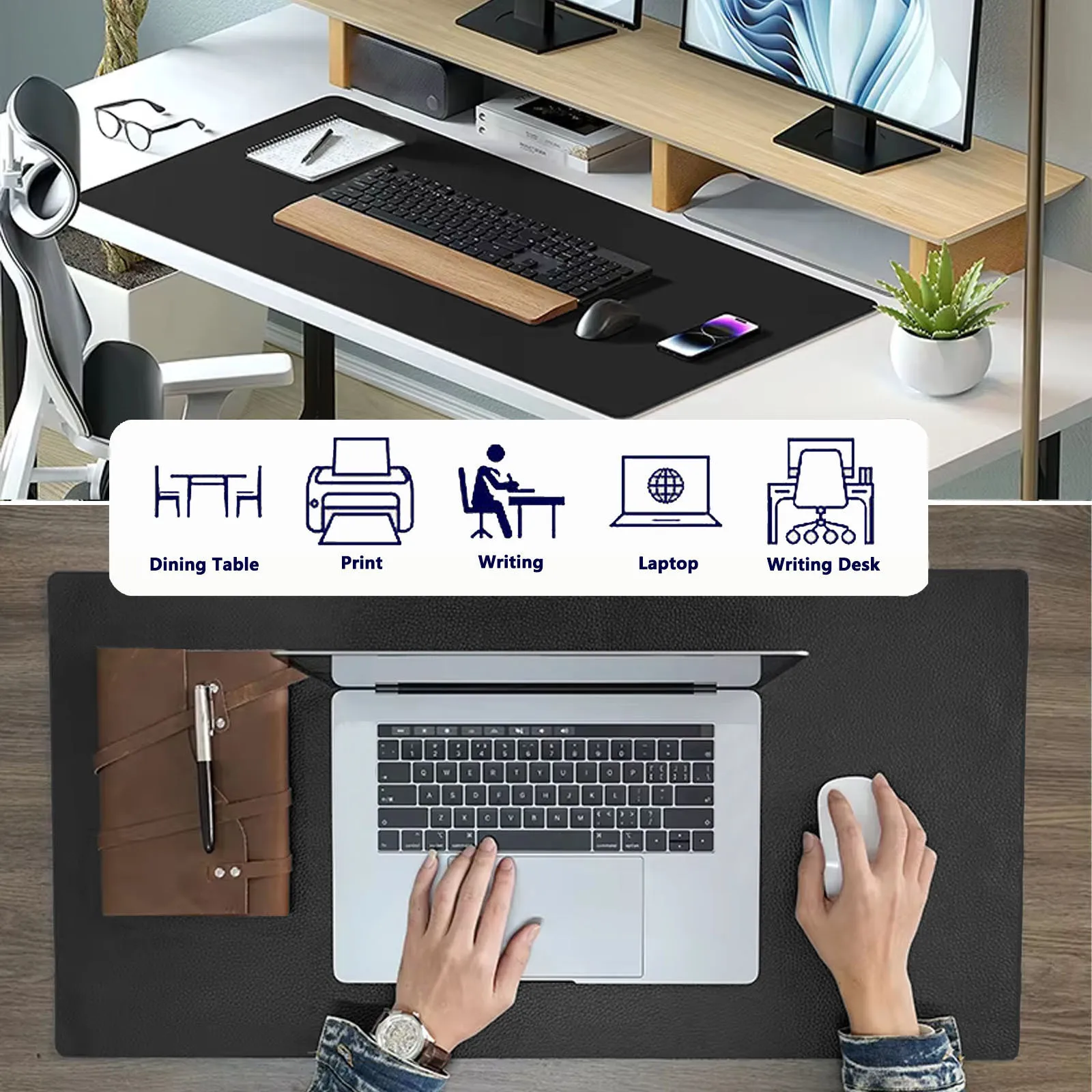 Solid Color Pink Gray Brown Black ins Y2K Girl PU Leather Mouse Pad Desk Mat Gaming Esports User Office Anti Slip Waterproof