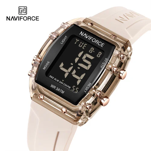 Reloj NAVIFORCE para mujer, relojes de pulsera cuadrados con personalidad resistente al agua, correa de silicona Digital LED, reloj electrónico deportivo para mujer