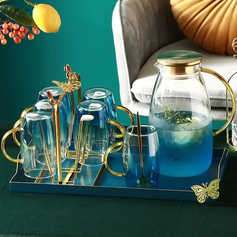 LingAo-Large Capacity Cold Kettle, High Temperature Resistant, Household Suit, Nordic Glass Kettle, High Appearance