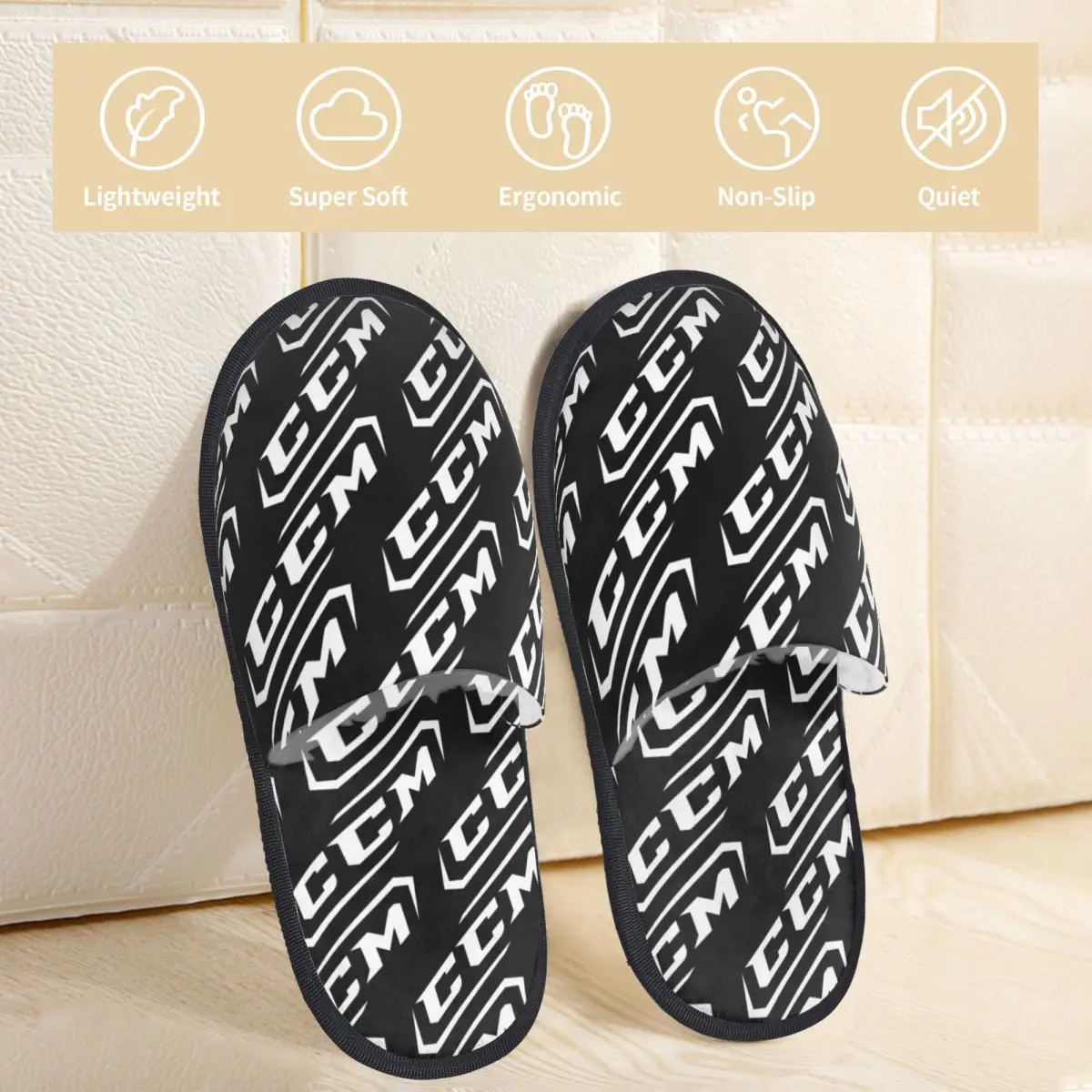 CCM Canada Logo Ice Hockey House Slippers Anti Slip Cozy Memory Foam Slippers Indoor