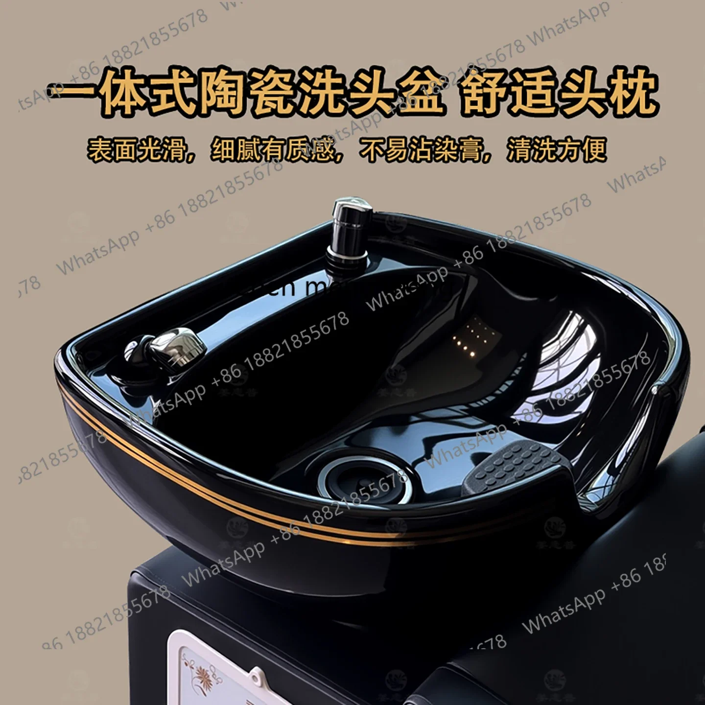 A139 Shampoo bed barber shop special semi-lying flush bed hair fast heating integrated water heater ceramic basin 4