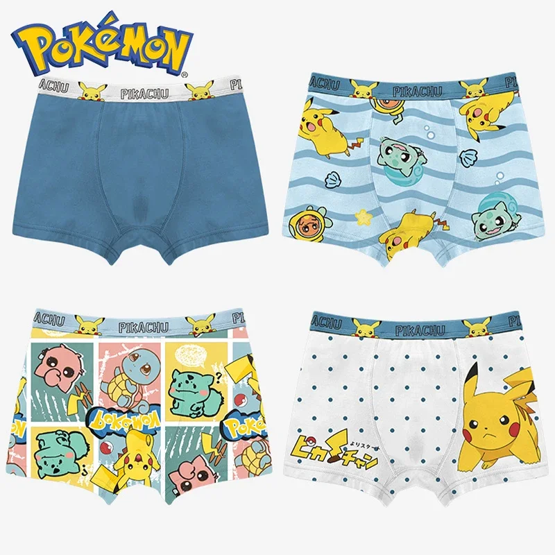 Pikachu Children Cotton Underwear Cute Printing Panties Kids Short Boxer Briefs Cartoon Print Summer Boy Underwear