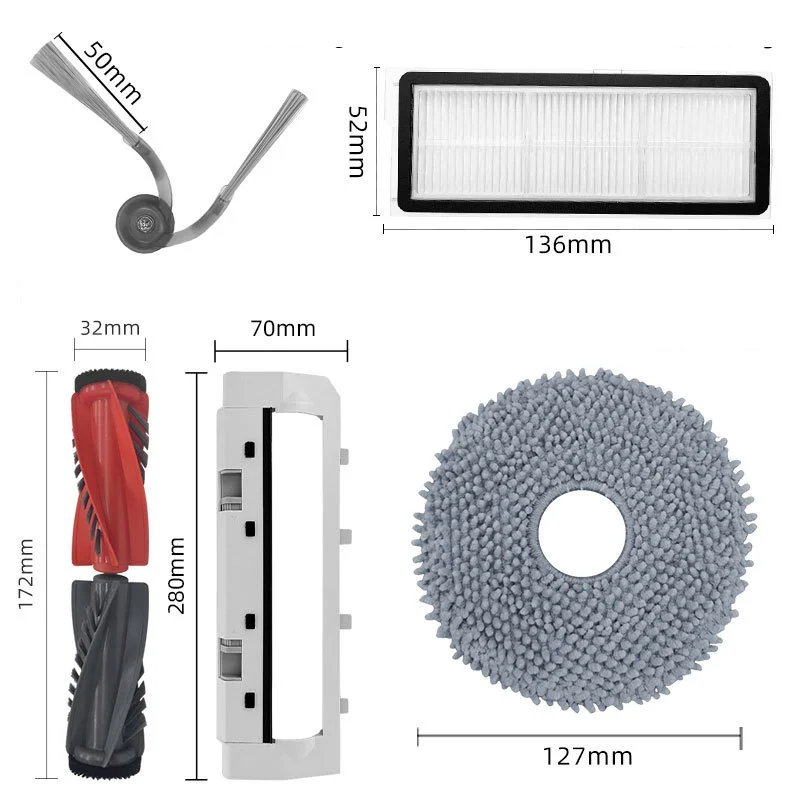 بديل لـ Roborock Qrevo Curv / S5X / 5A1 / 5XC / 5AE / CurvC أجزاء المكنسة الكهربائية ملحقات ممسحة مرشح الفرشاة الجانبية الرئيسية