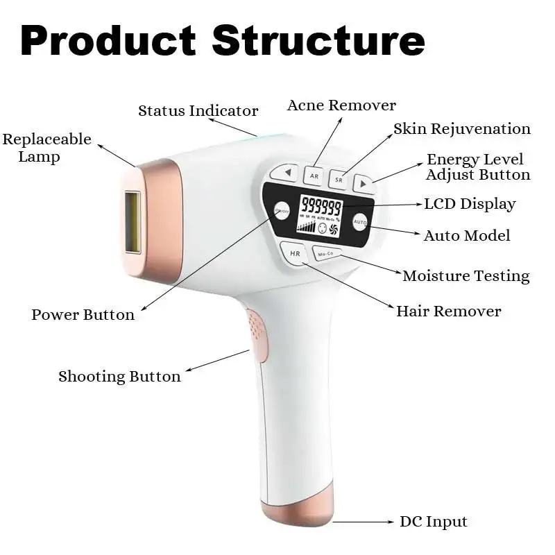 IPL Laser Hair Removal for Women and Men Home Permanent Hair Removal Device 999999 Flashes Epilator sexmachine Whole Body Use