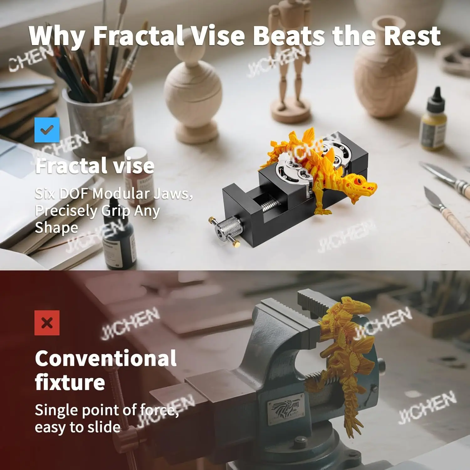 

CS WhiteRhino Mini Vise Clamp Smart Fractal Vise Press Clamp Heavy Duty Self-Adjusting Aviation Grade