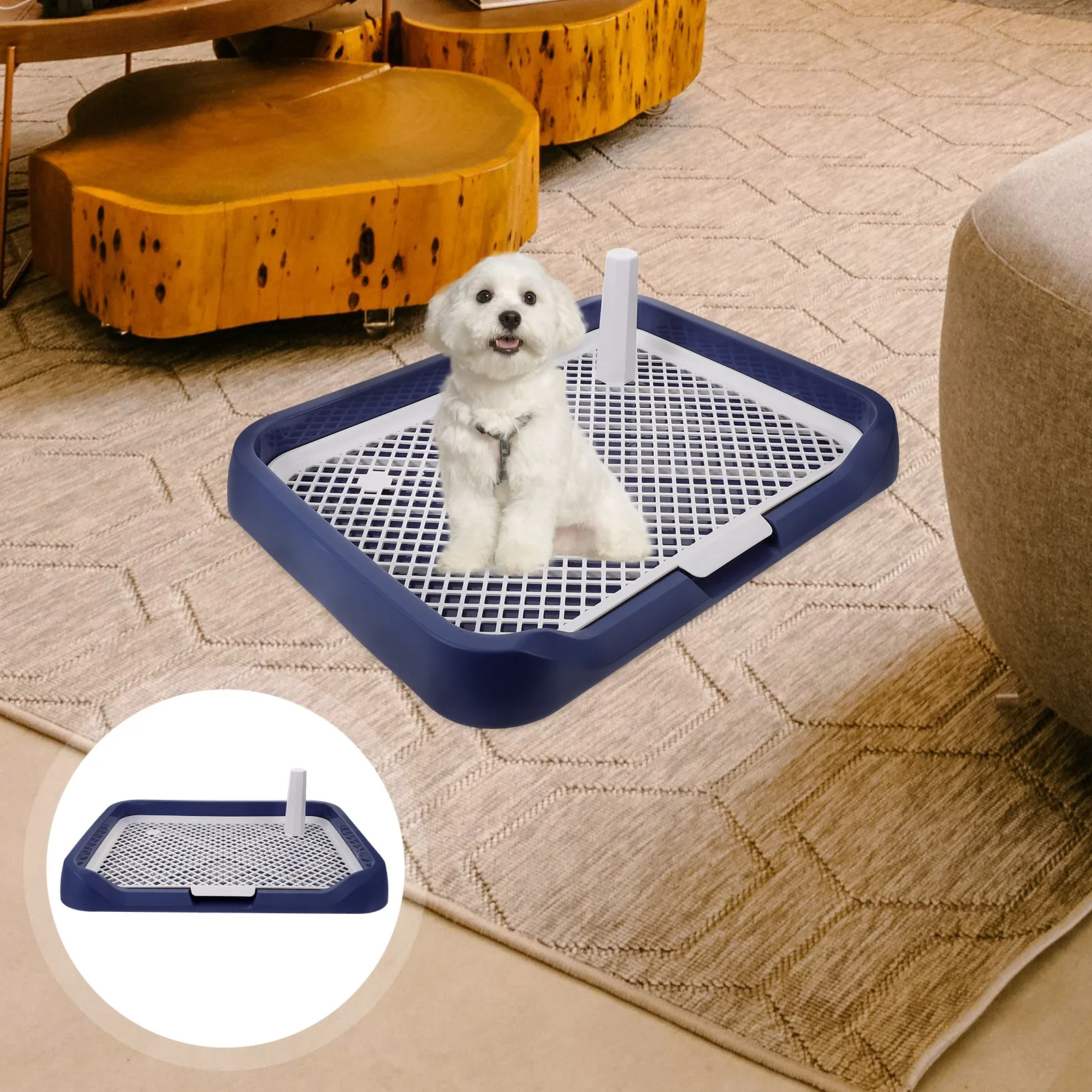 

Dog Toilet Blue Small Size Easy Large Capacity Splashproof Puppy Indoor Potty Training Tray Pet Urinal Sand Basin Dog Pee
