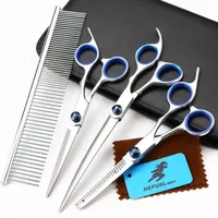 5pcs/Set Stainless Steel Pet Dogs Grooming Scissors Suit Hairdresser Scissors for Dogs Professional Animal Barber Cutting Tools